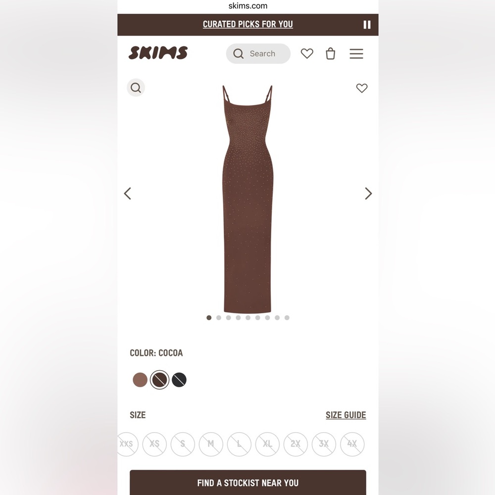 SOLD Skims Swarovski Jelly Sheer Cami Maxi Dress Cocoa